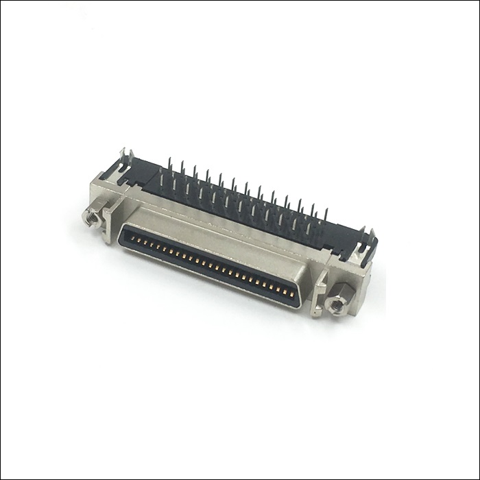 SCSI 100P FEMALE 90° DIP锌合金壳（B03-100618AB-02）